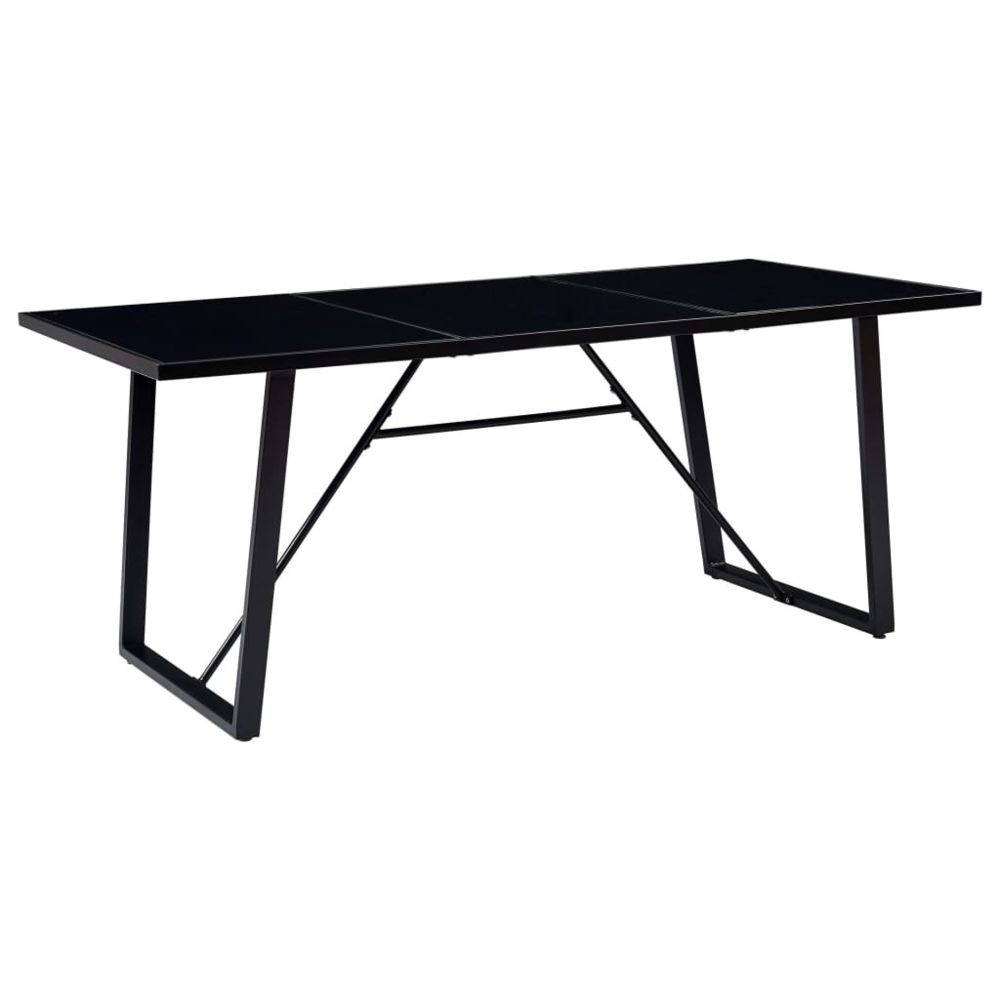 marque generique - Moderne Tables ensemble Accra Table de salle à manger Noir 180x90x75 cm Verre trempé - Tables à manger