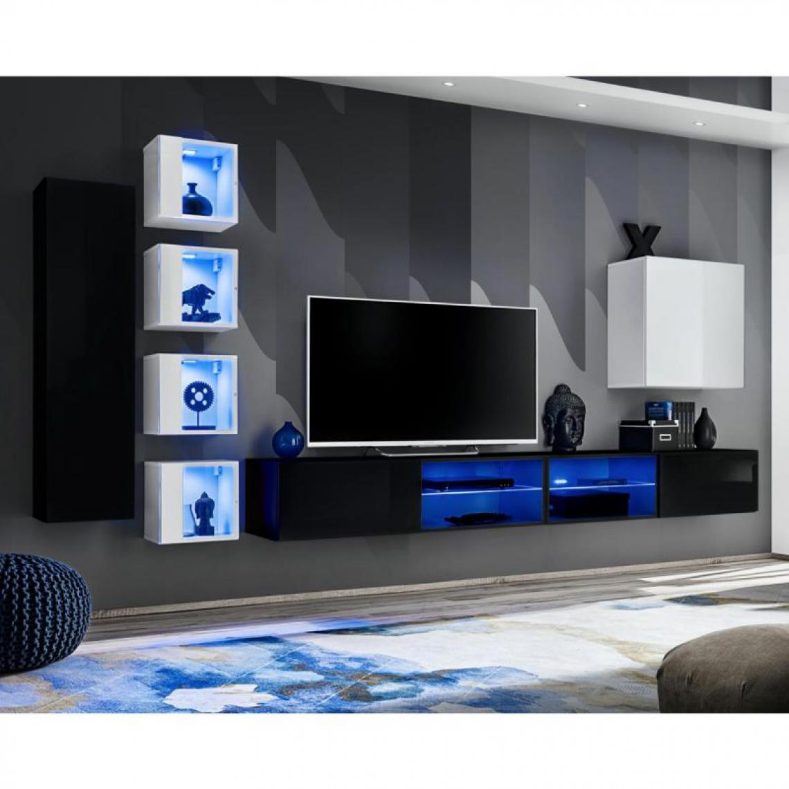 Ac-Deco - Ensemble Meuble TV Switch XXVI 320cm Noir & Blanc - Meubles TV, Hi-Fi