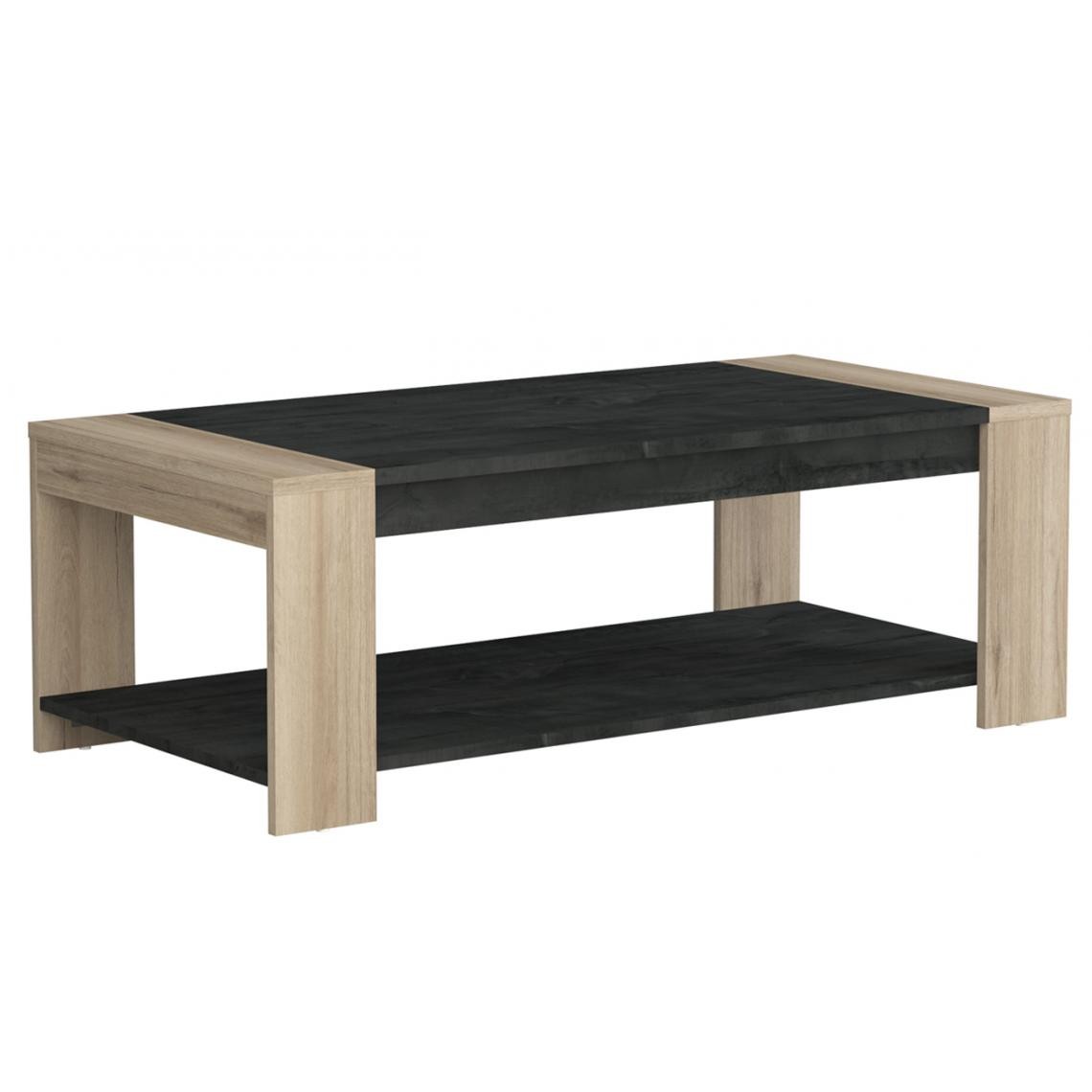 Pegane - Table basse simple finition chêne kronberg/sidewalk - 110 x 38 x 53,1 cm - Tables basses