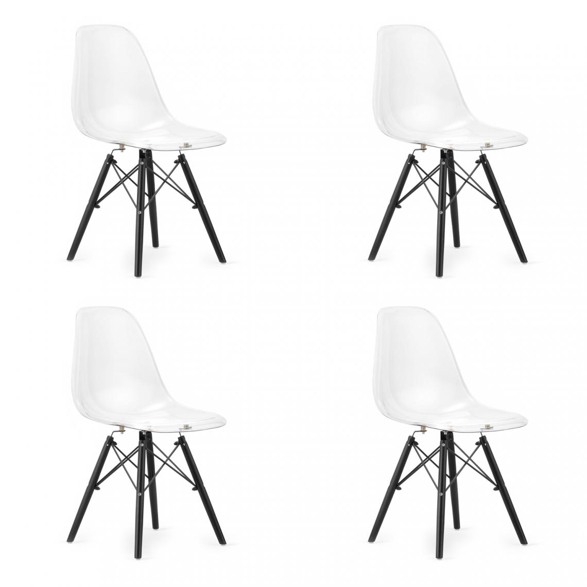 Hucoco - OSANA - Lot de 4 chaises style scandinave - 82x52x46 cm - Chaise de salle à manger en PP - Transparent - Chaises