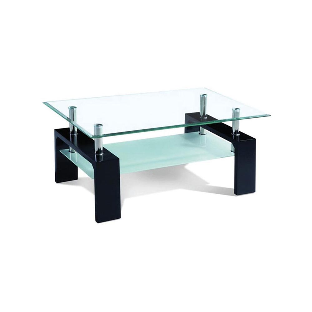 Happymobili - Table basse noir laqué et verre design OTTAVIA 2 - Tables basses