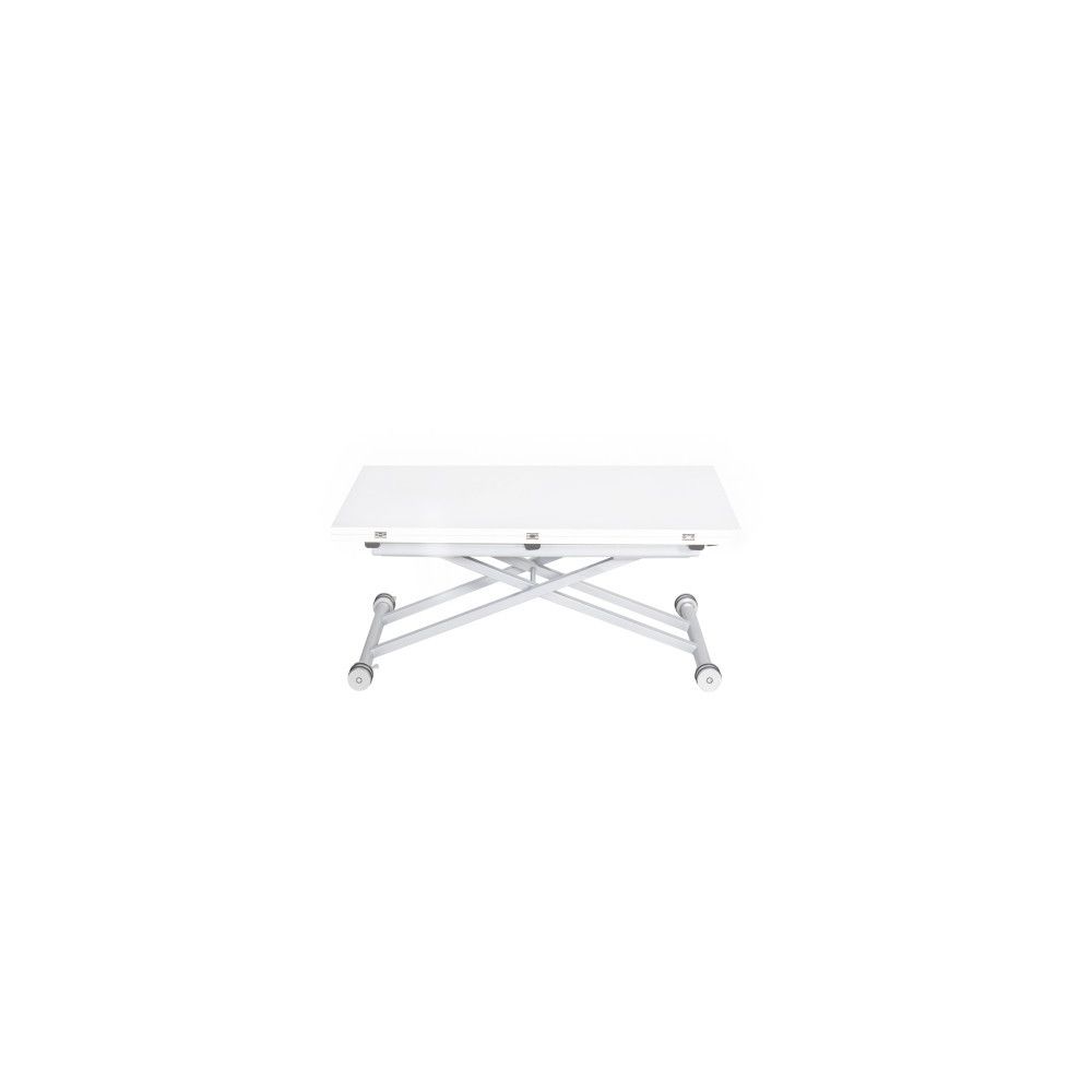 Moloo - DOMY-Table basse relevable extensible mélaminé blanc - Tables basses