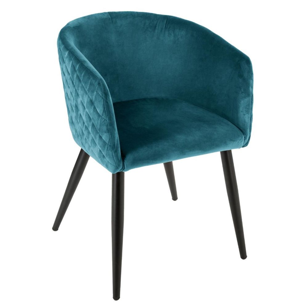 Atmosphera, Createur D'Interieur - Atmosphera - Chaise fauteuil en velours bleu pétrole Marlo - Chaises