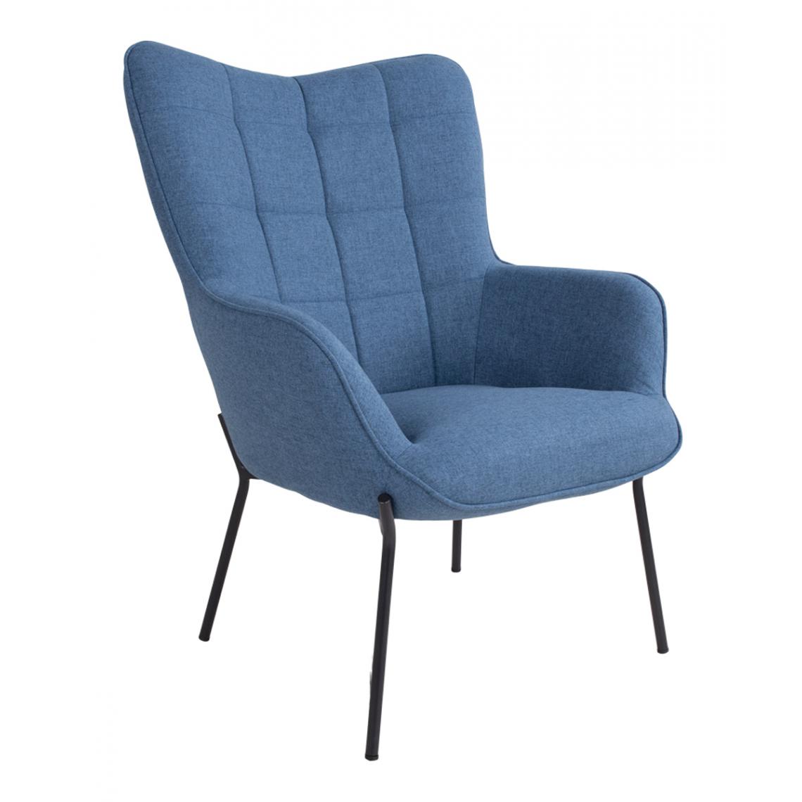 Pegane - Chaise coloris bleu en polyester - 79 x 70 x 98 cm - Chaises
