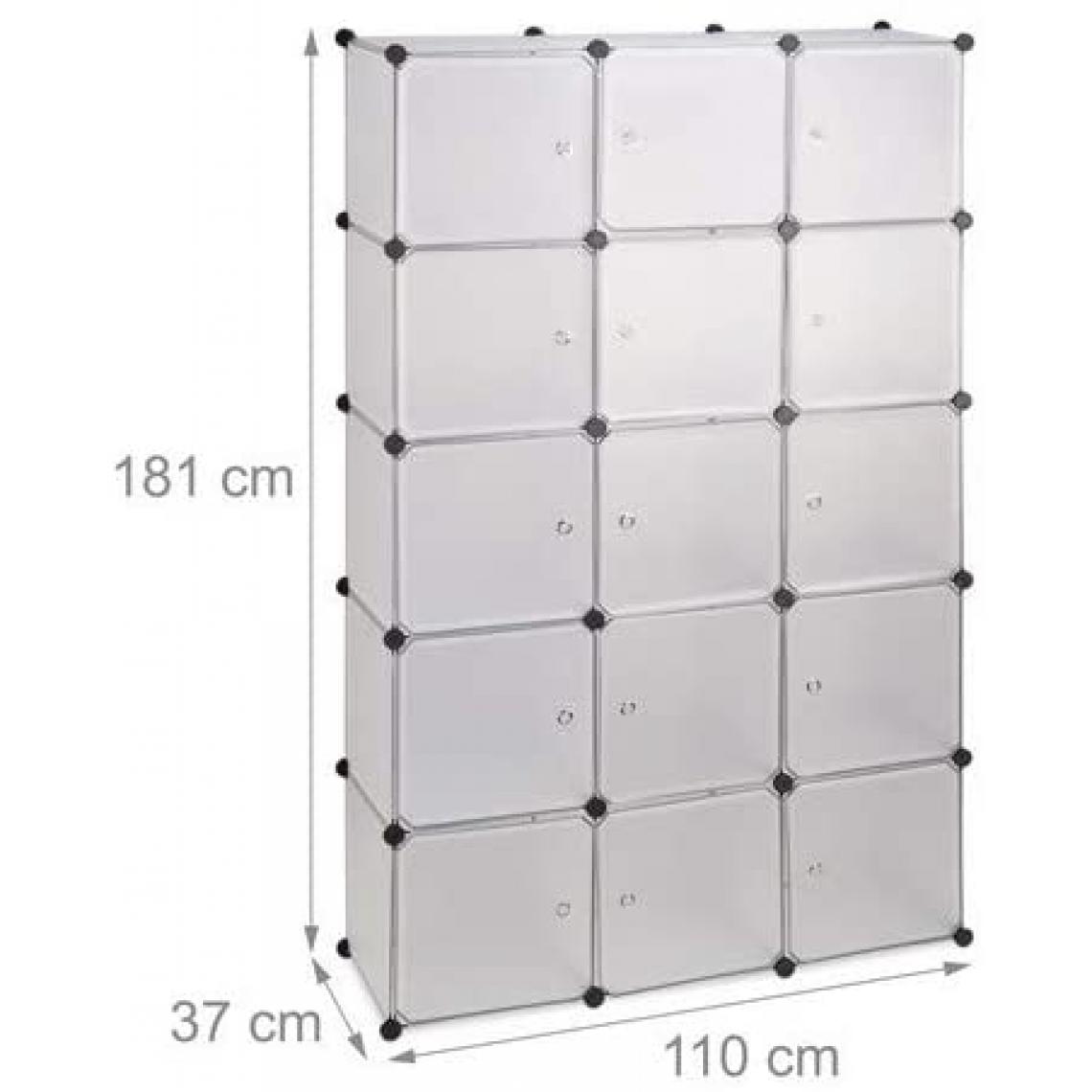 Helloshop26 - Étagère cubes rangement penderie armoire 11 casiers 2 tringles plastique transparent 13_0001262 - Etagères