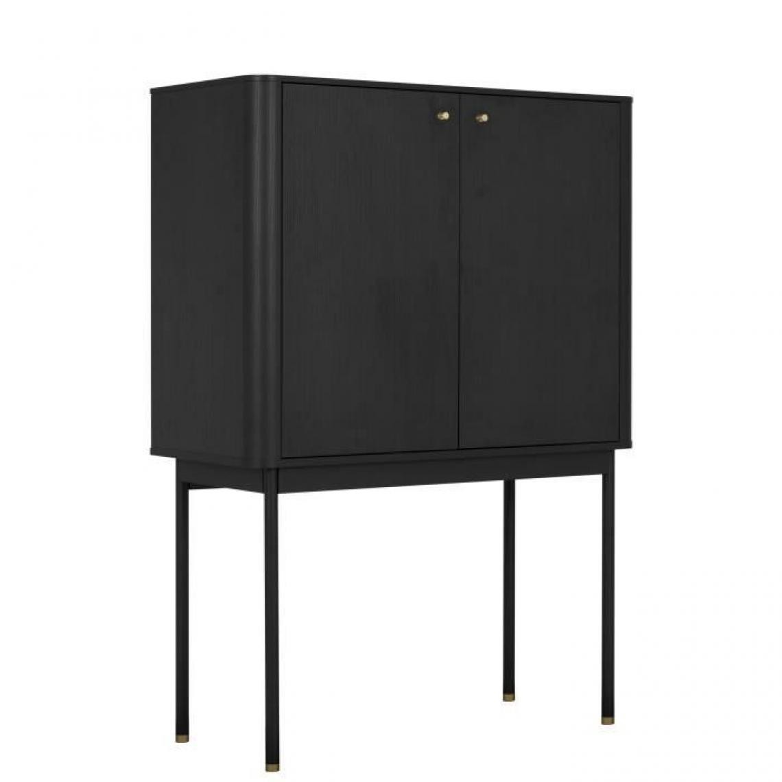 Gami - GAMI Cabinet - Décor noir - 2 portes - FERREL - L 100 x P 45 H 140 cm - Buffets, chiffonniers