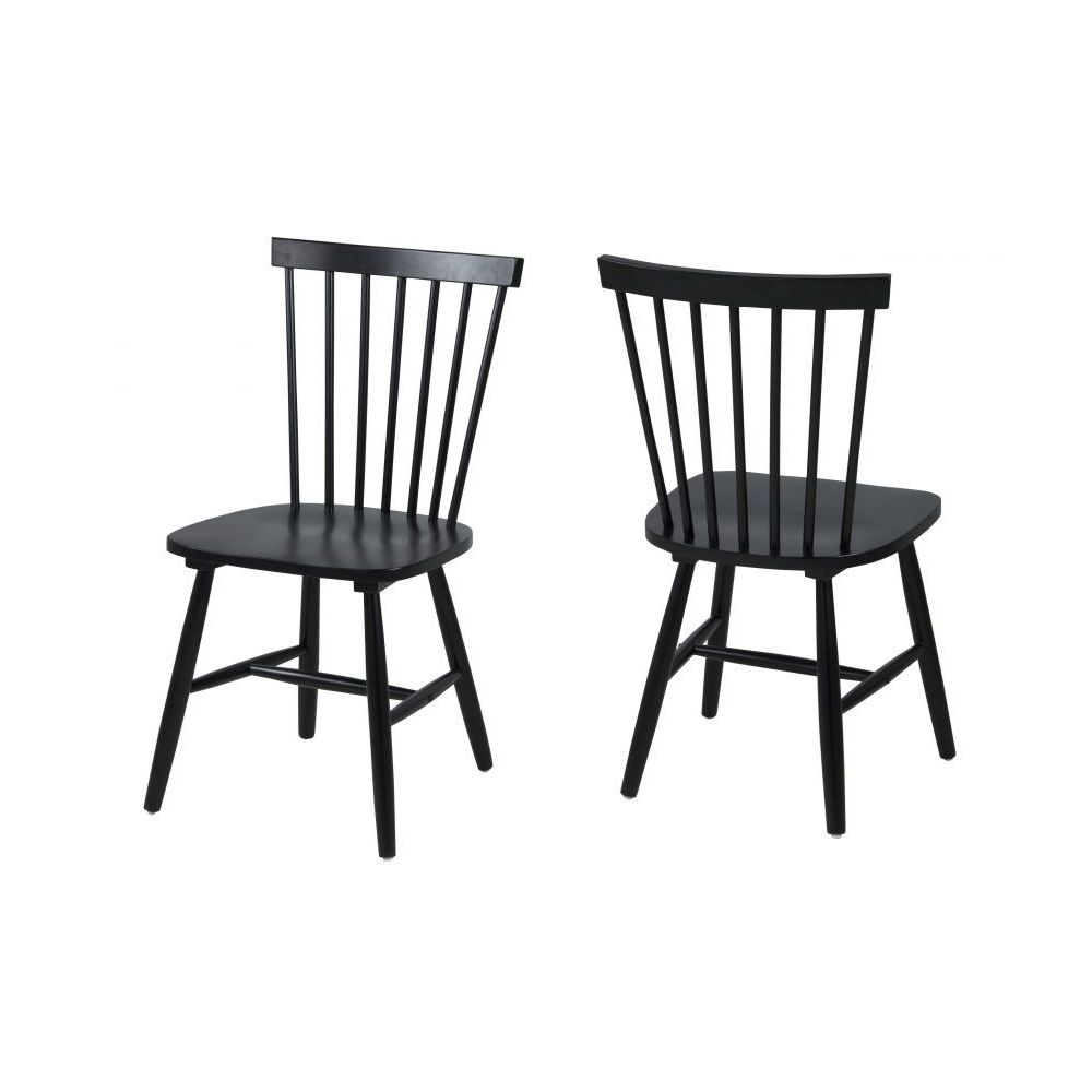 HELLIN - Lot de 2 chaises bois hévéa TOLEDO - coloris noir - Chaises