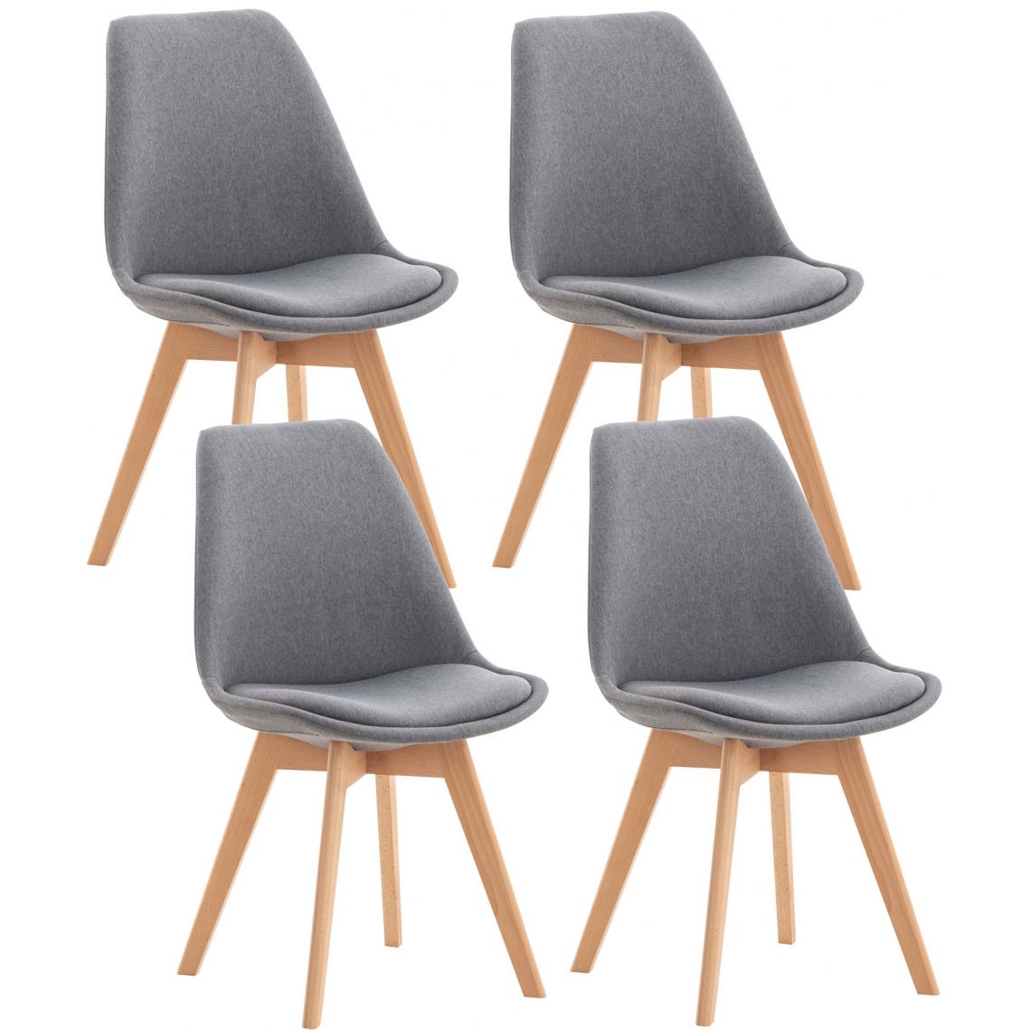 Icaverne - Esthetique Lot de 4 chaises en tissu Oulan-Bator couleur gris clair - Tabourets