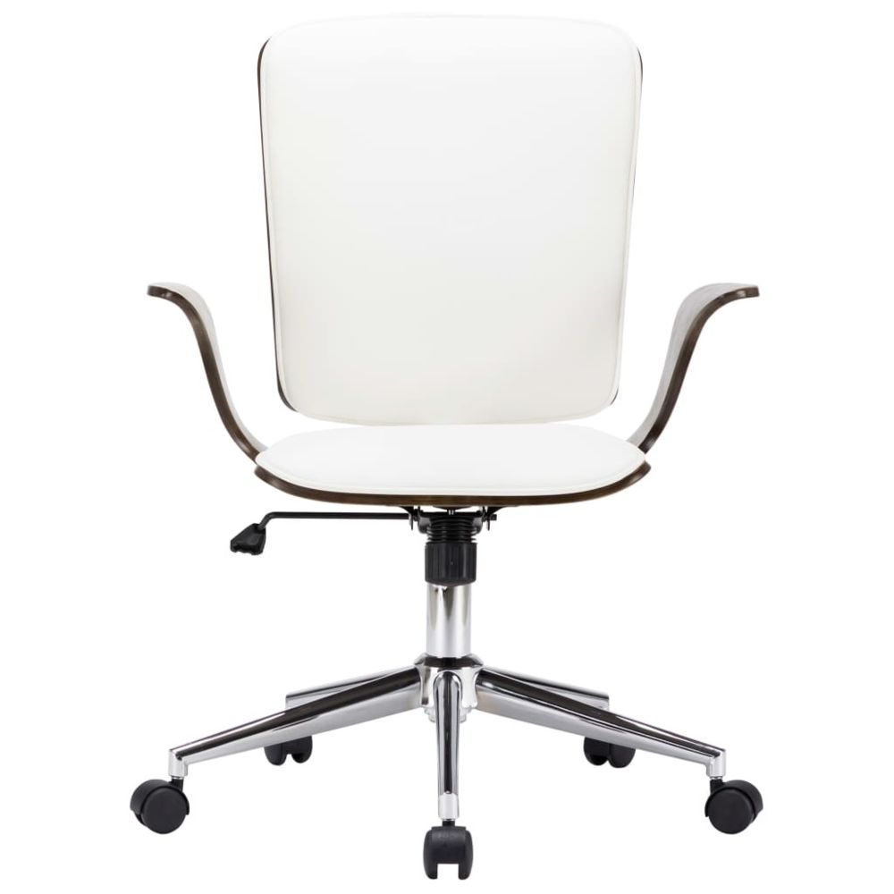marque generique - Icaverne - Chaises de bureau ensemble Chaise pivotante de bureau Blanc Similicuir et bois courbé - Chaises