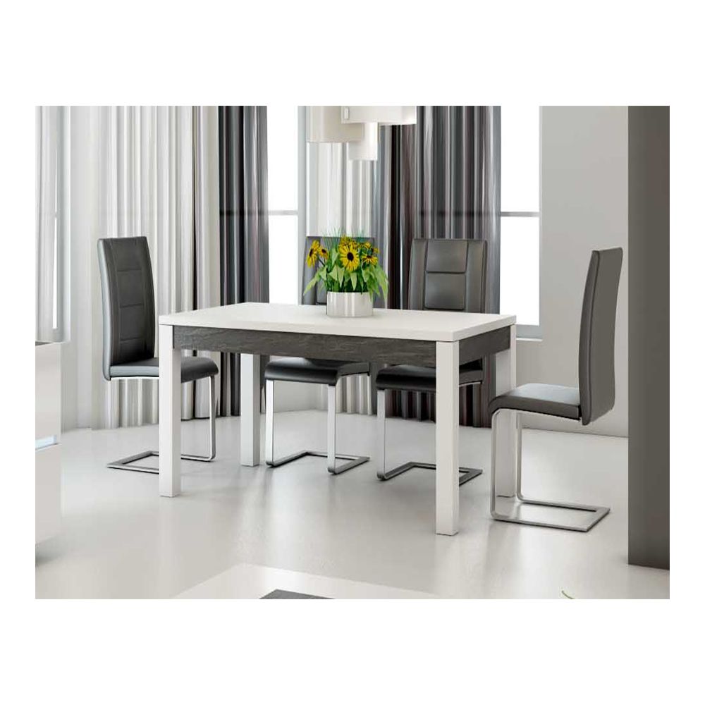 Kasalinea - Table à manger blanc laqué et ardoise design JULIA - L 190 cm - Tables à manger
