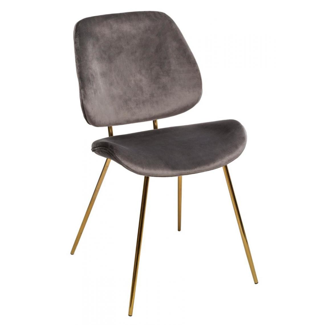 Pegane - Lot de 2 chaises coloris gris en velours - L. 47 x l. 54,5 x H. 82,5 cm - Chaises