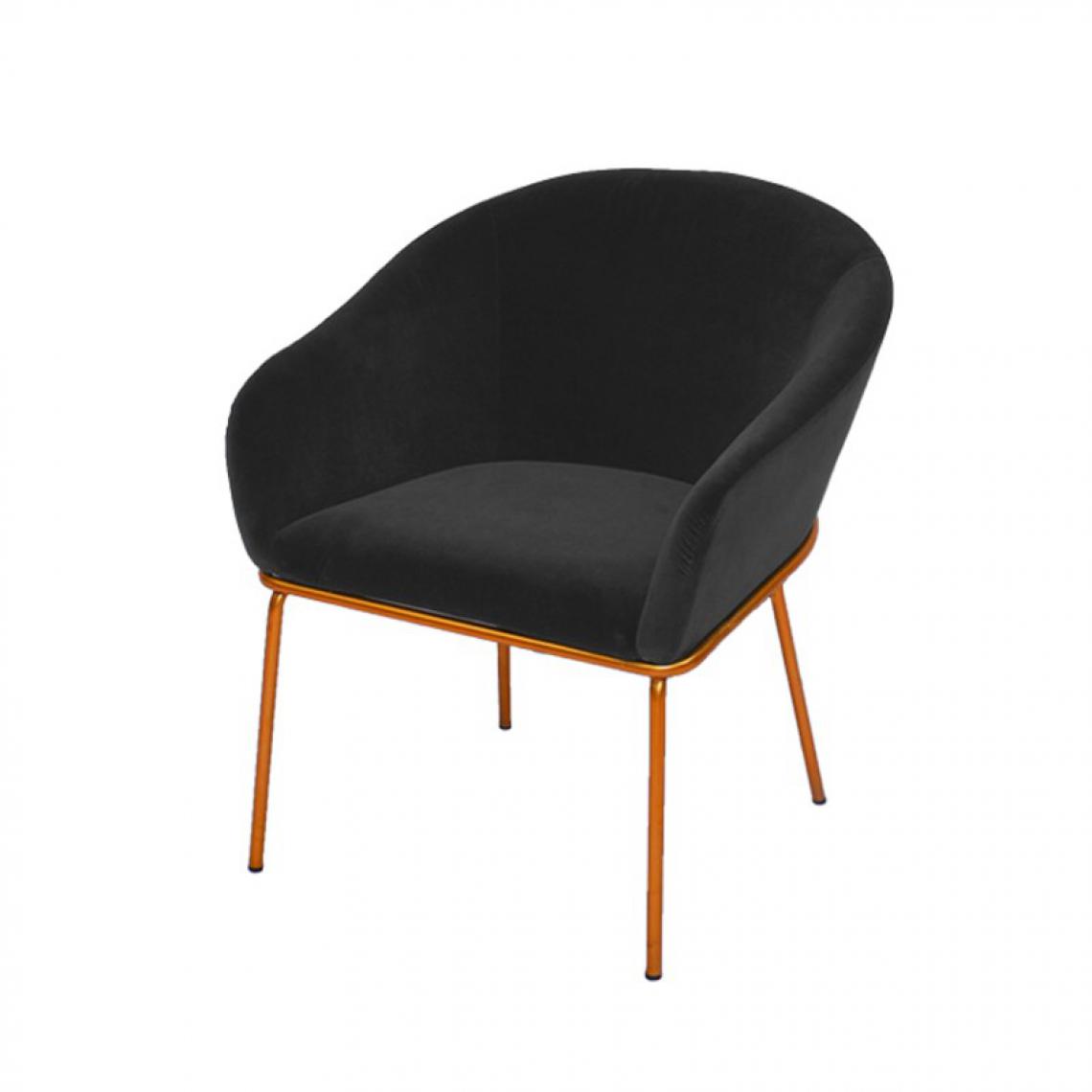 Meubler Design - Chaise avec accoudoirs velours pied or Muleur - Velours Noir - Chaises