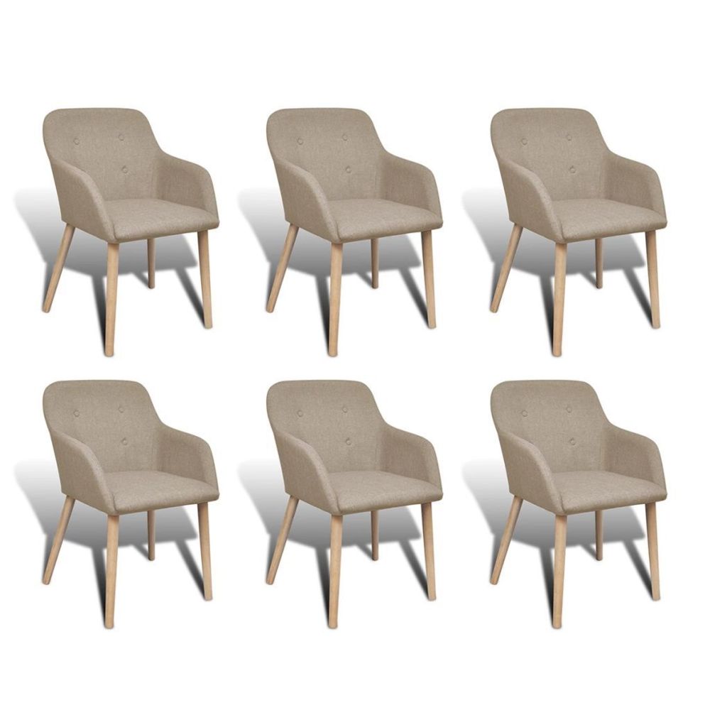 Vidaxl - Chaise de salle à manger 6 pcs Cadre en chêne Tissu Beige - 270571 | Beige - Chaises