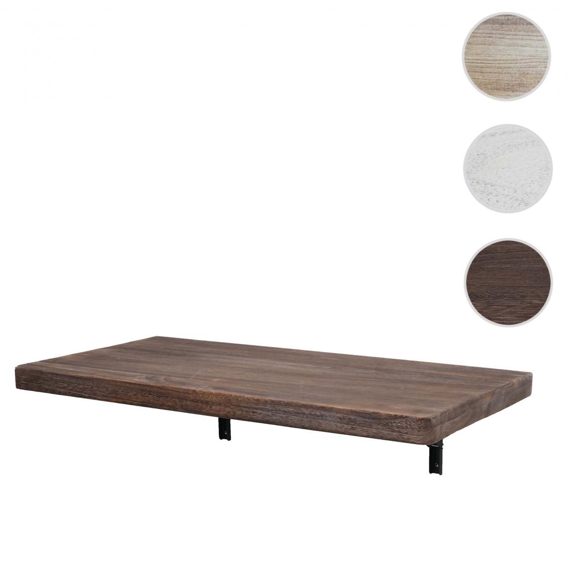 Mendler - Table murale HWC-H48, table pliante en bois massif ~ 120x60cm brun miteux - Meubles TV, Hi-Fi