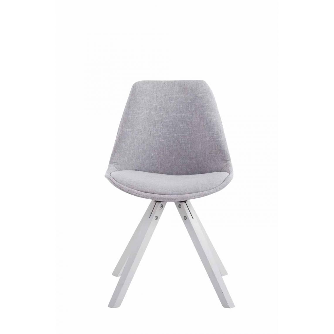 Icaverne - Magnifique Chaise visiteur gamme Katmandou tissu carré blanc couleur gris - Chaises