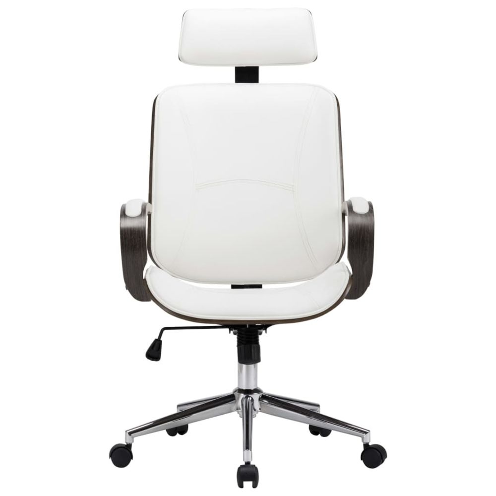 marque generique - Icaverne - Chaises de bureau gamme Chaise de bureau avec appuie-tête Blanc Similicuir et bois - Chaises