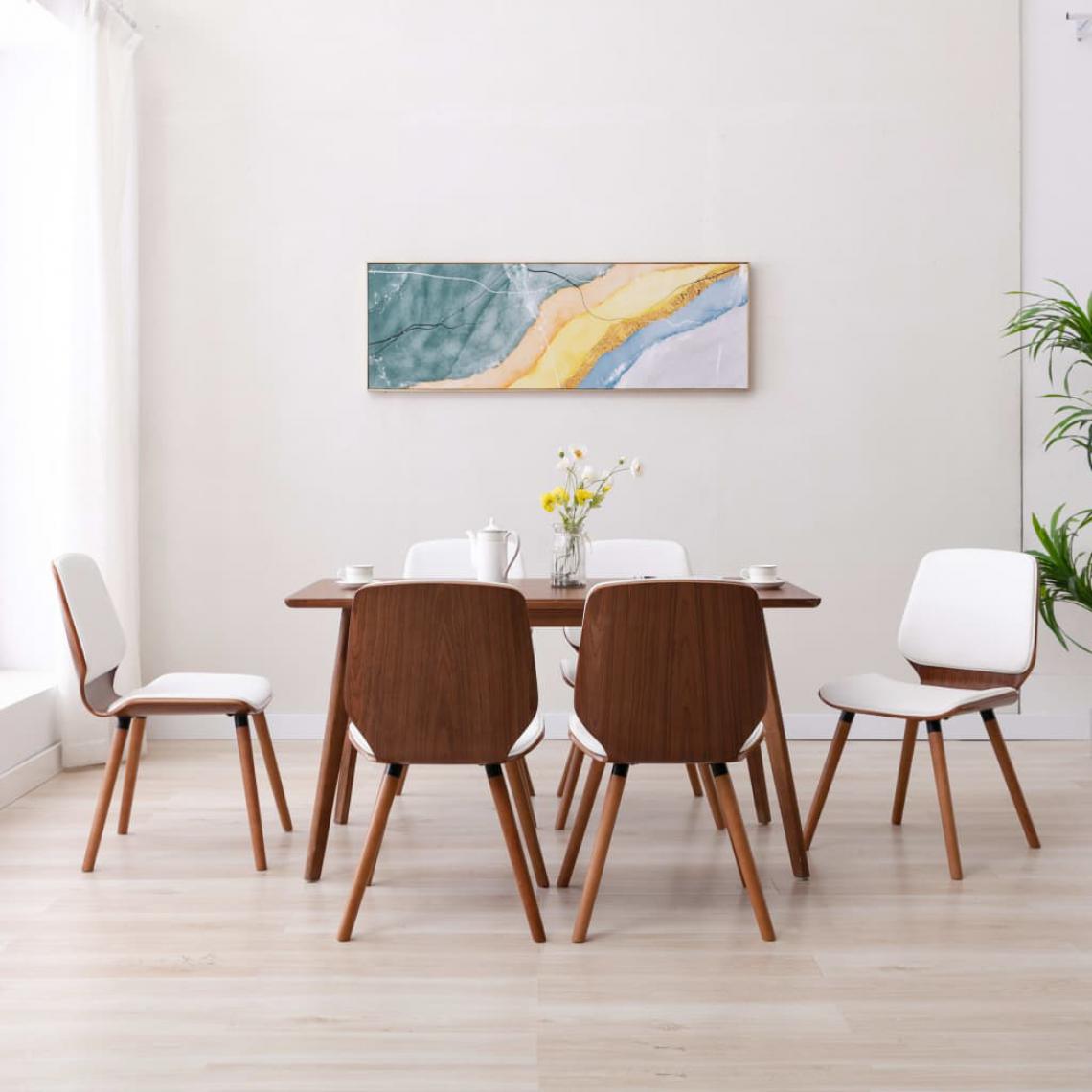 Icaverne - Admirable Fauteuils et chaises gamme Bucarest Chaises de salle à manger 6 pcs Blanc Similicuir - Chaises