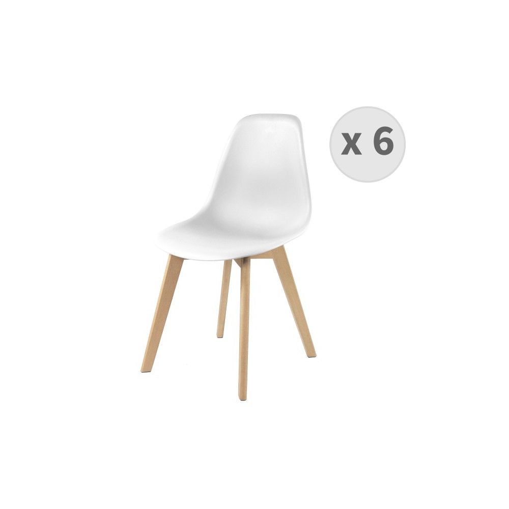 Moloo - LENA-Chaise scandinave blanc pied hêtre (x6) - Chaises