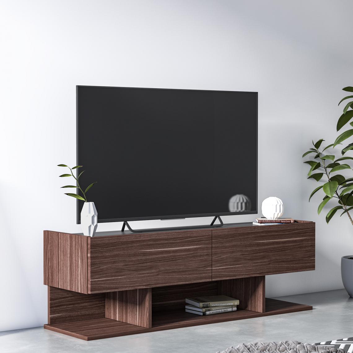 Alter - Meuble TV de salon avec deux portes battantes et compartiments ouverts, 120 x 37 x 40 cm - Meubles TV, Hi-Fi