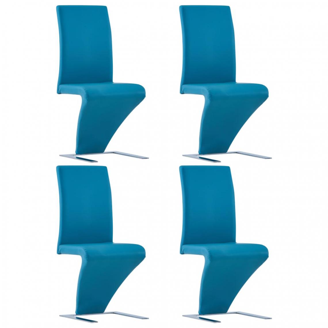 Chunhelife - Chaises à dîner avec forme de zigzag 4 pcs Bleu Similicuir - Chaises