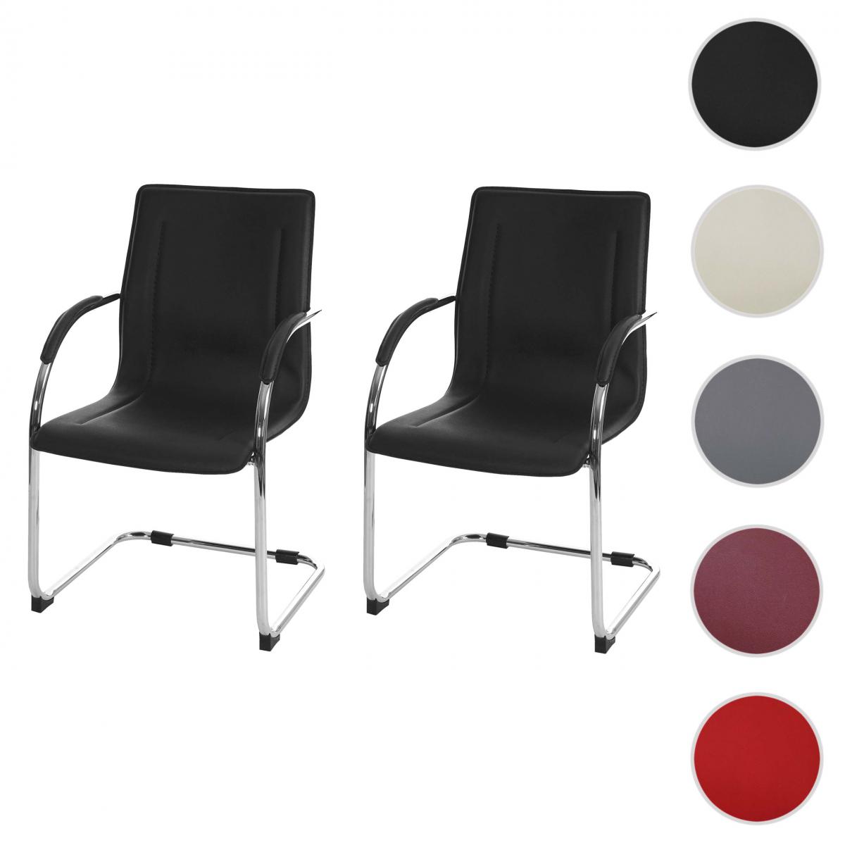 Mendler - 2x Chaise de salle à manger Samara, chaise cantilever, chaise de cuisine avec dossier, PVC acier ~ noir - Chaises