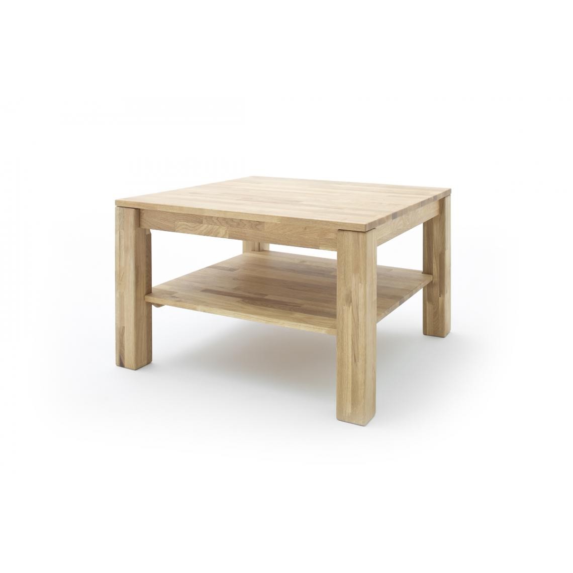Pegane - Table basse en chêne noueux massif huilé avec tablette - L80 x H45 x P80 cm - Tables basses
