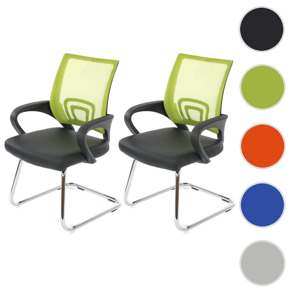 Mendler - Lot de 2 chaises de conférence / chaise visiteurs Ancona, simili-cuir, vert - Chaises