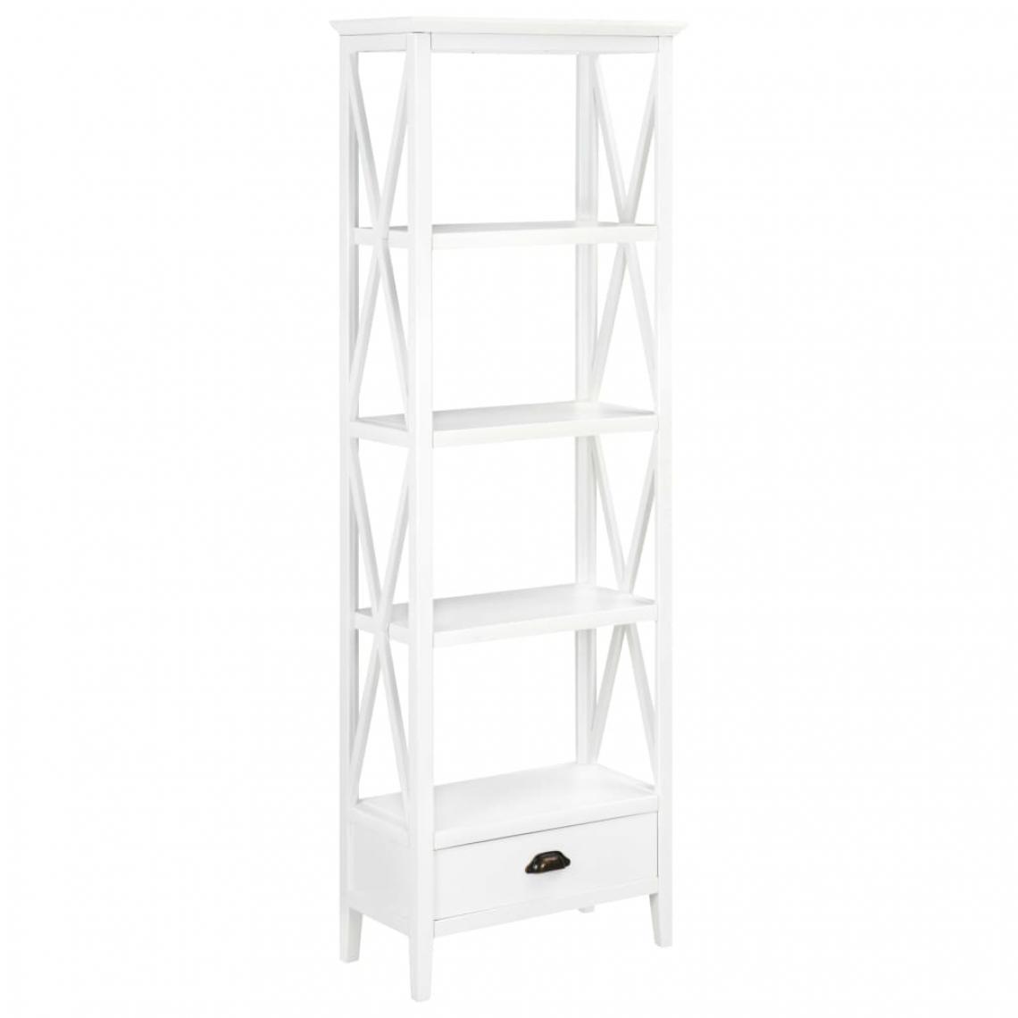 Helloshop26 - Étagère armoire meuble design bibliothèque avec 1 tiroir blanc 170 cm mdf 2702080/2 - Etagères