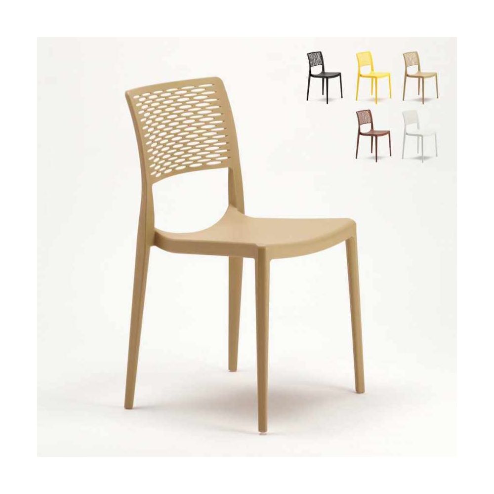 Ahd Amazing Home Design - Chaise pour salle à manger Bar et Jardin en Polypropylène Empilable et Légère Cross, Couleur: Beige - Chaises