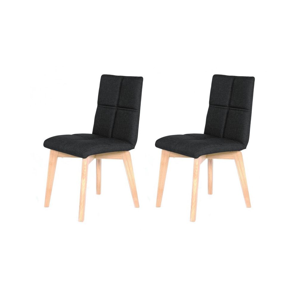 Meubletmoi - Lot 2 chaises chêne et tissu GRIS ANTHRACITE - LEA - Chaises