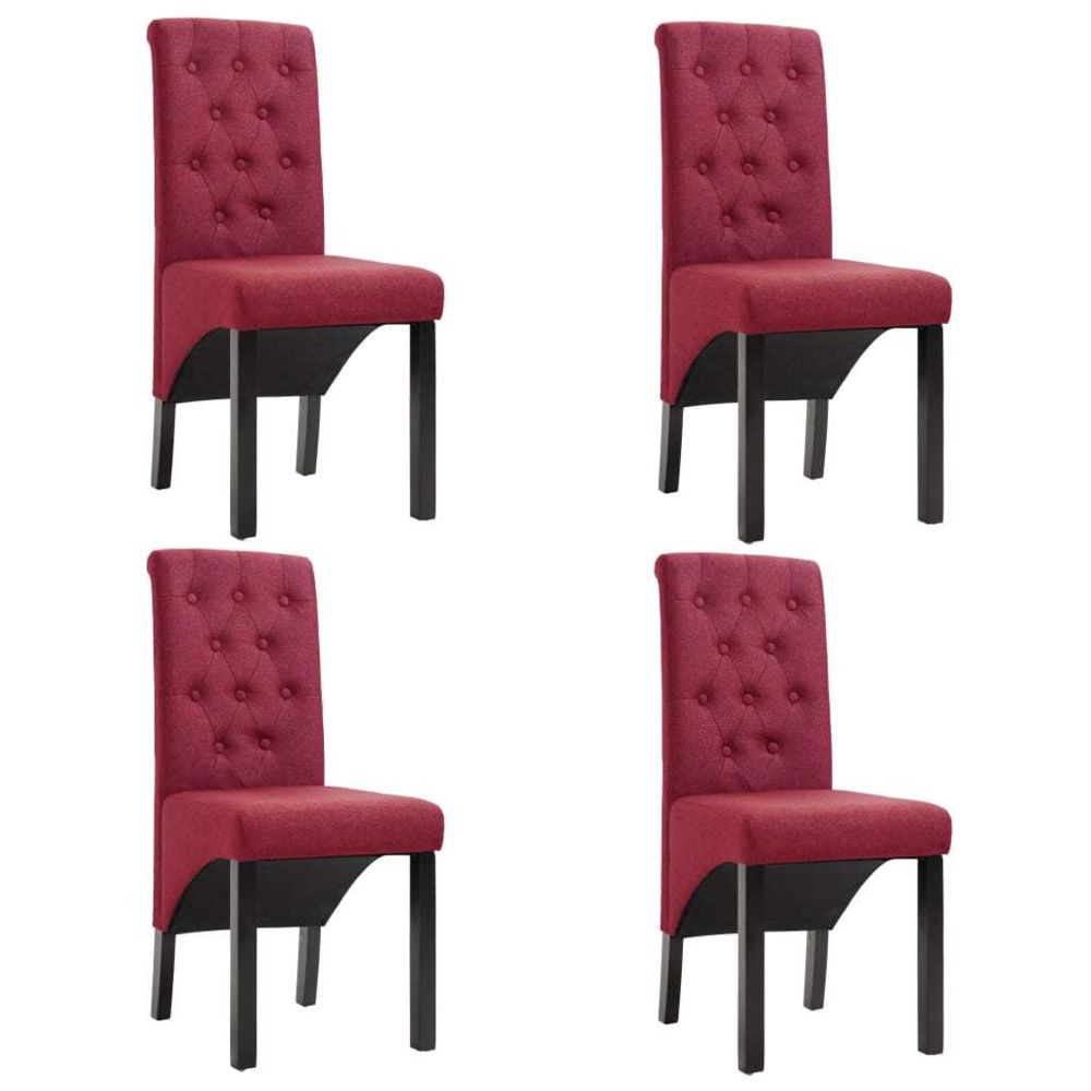 marque generique - Distingué Fauteuils et chaises collection Stockholm Chaises de salle à manger 4 pcs Rouge bordeaux Tissu - Chaises
