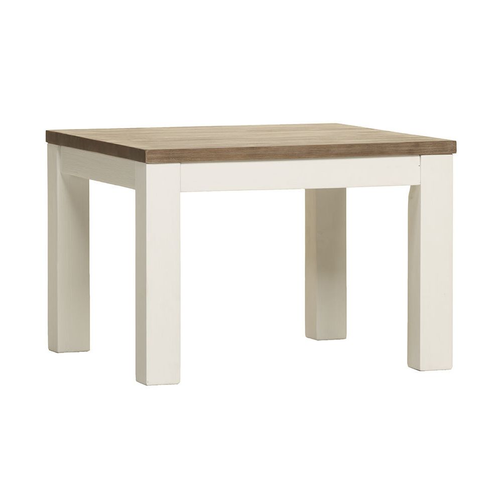 Happymobili - Table d'appoint contemporaine en bois massif blanc ESTELLE - Tables basses