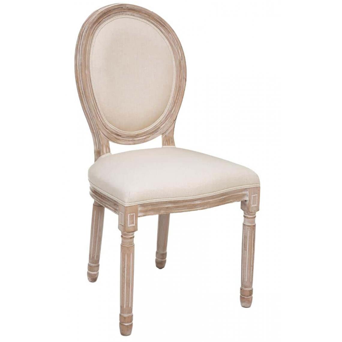 Pegane - Lot de 2 chaises coloris beige lin - Longueur 49 x Profondeur 56 x Hauteur 96 cm - Chaises