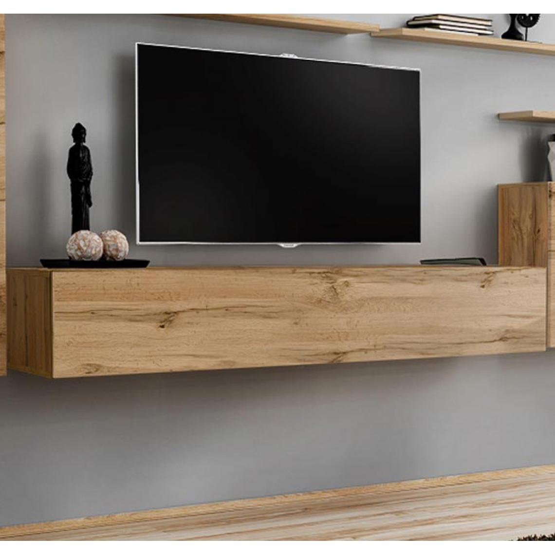 Design Ameublement - Meuble TV modèle Berit 180x30 couleur chêne - Meubles TV, Hi-Fi