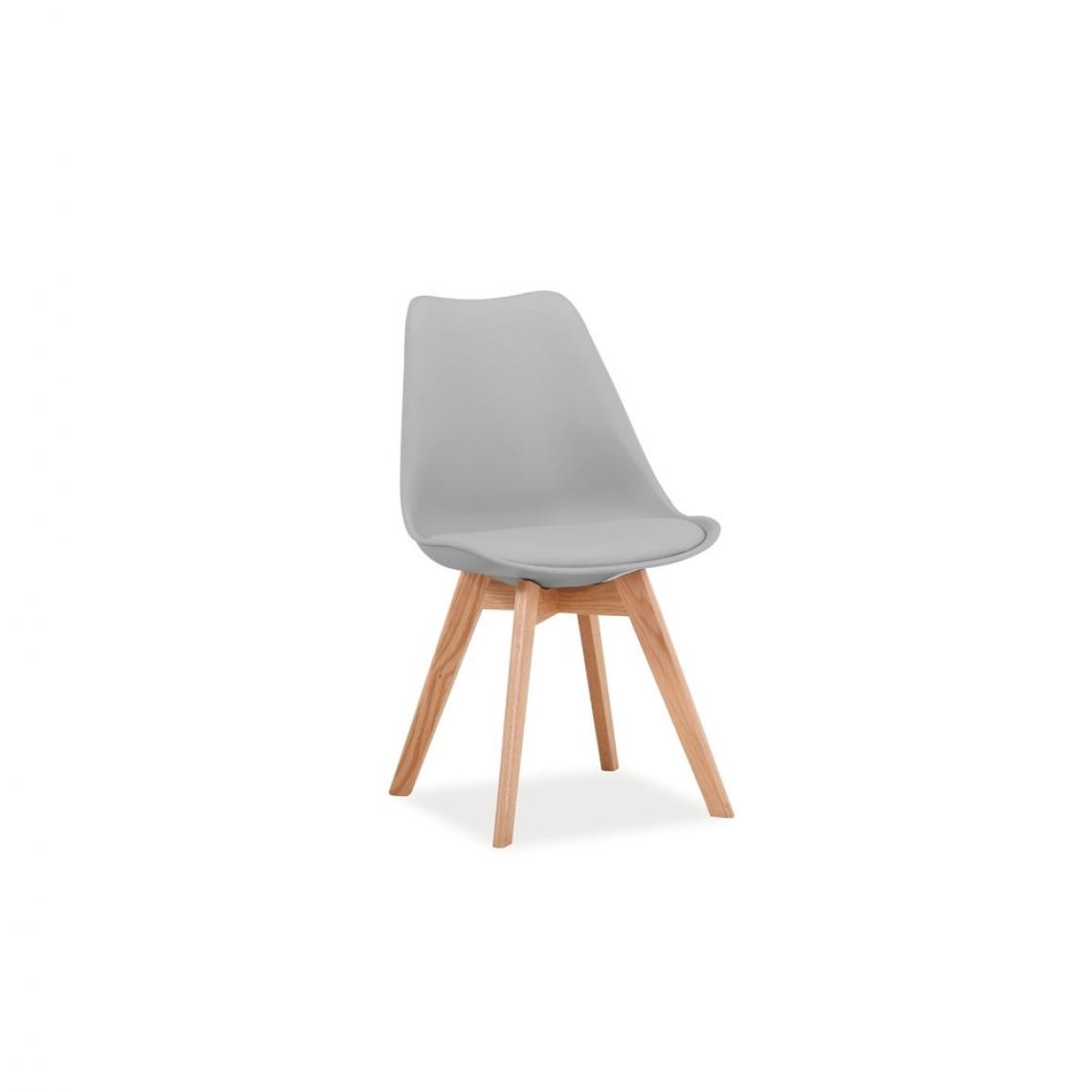 Ac-Deco - Chaise - Kris - 49 x 41 x 83 cm - Cadre en bois couleur chêne - Gris clair - Chaises
