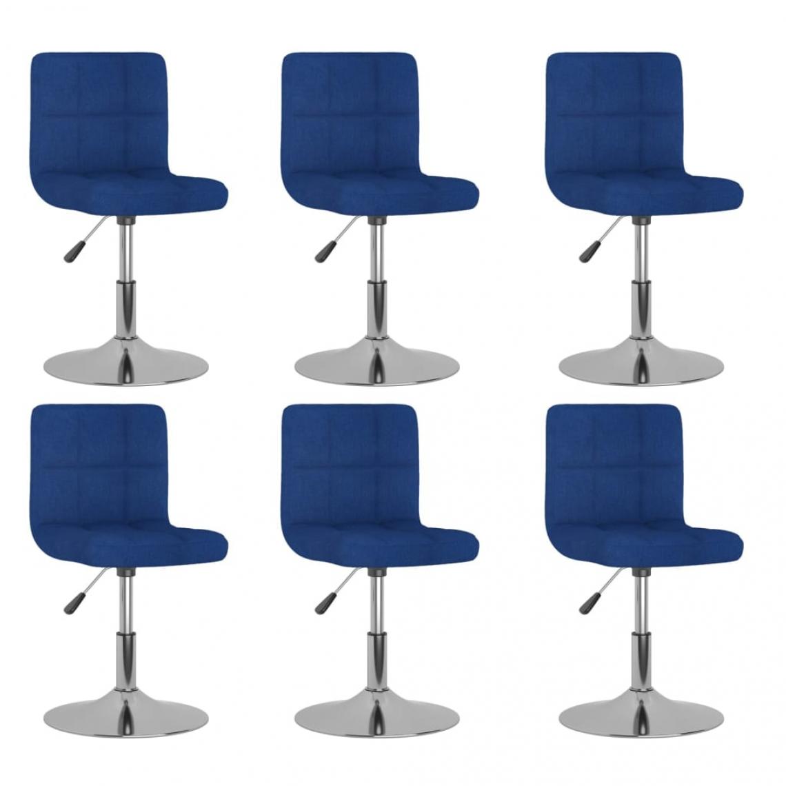 Vidaxl - vidaXL Chaises pivotantes de salle à manger 6 pcs Bleu Tissu - Chaises