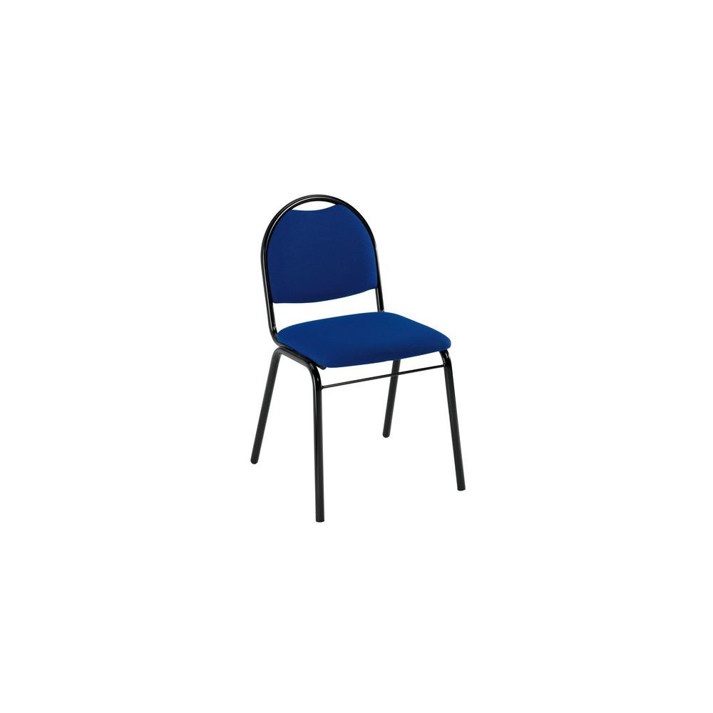 Nowystyl - Chaise de réunion tissu piètement noir laqué - bleu - Chaises