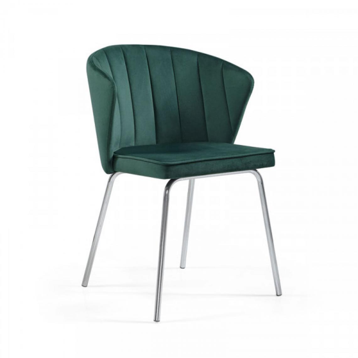 Dansmamaison - Chaise en tissu velours Vert - EDEN - L 56 x l 50 x H 78 cm - Chaises