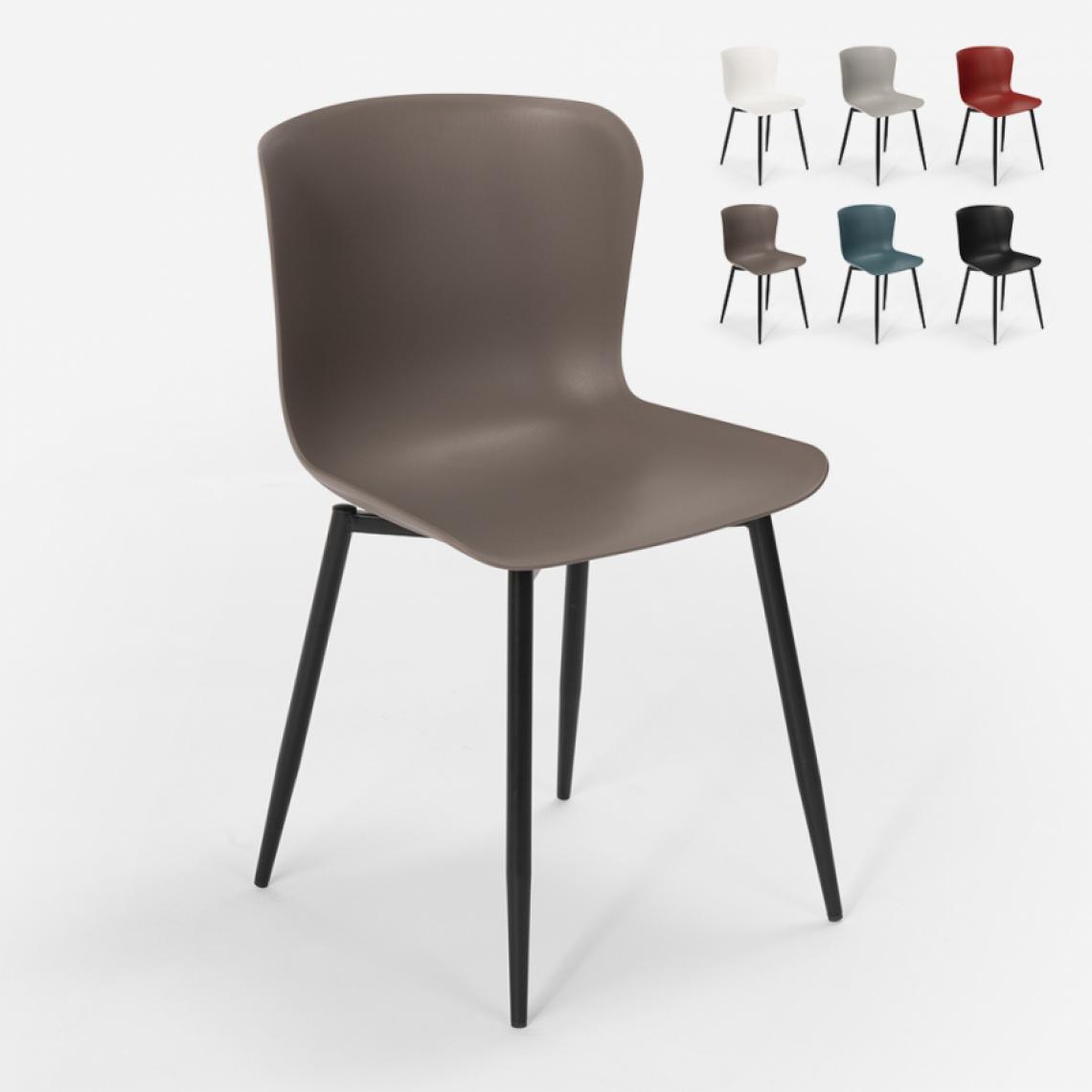Ahd Amazing Home Design - Chaise design moderne en polypropylène et métal pour cuisine bar restaurant Chloe, Couleur: Gris foncé - Chaises