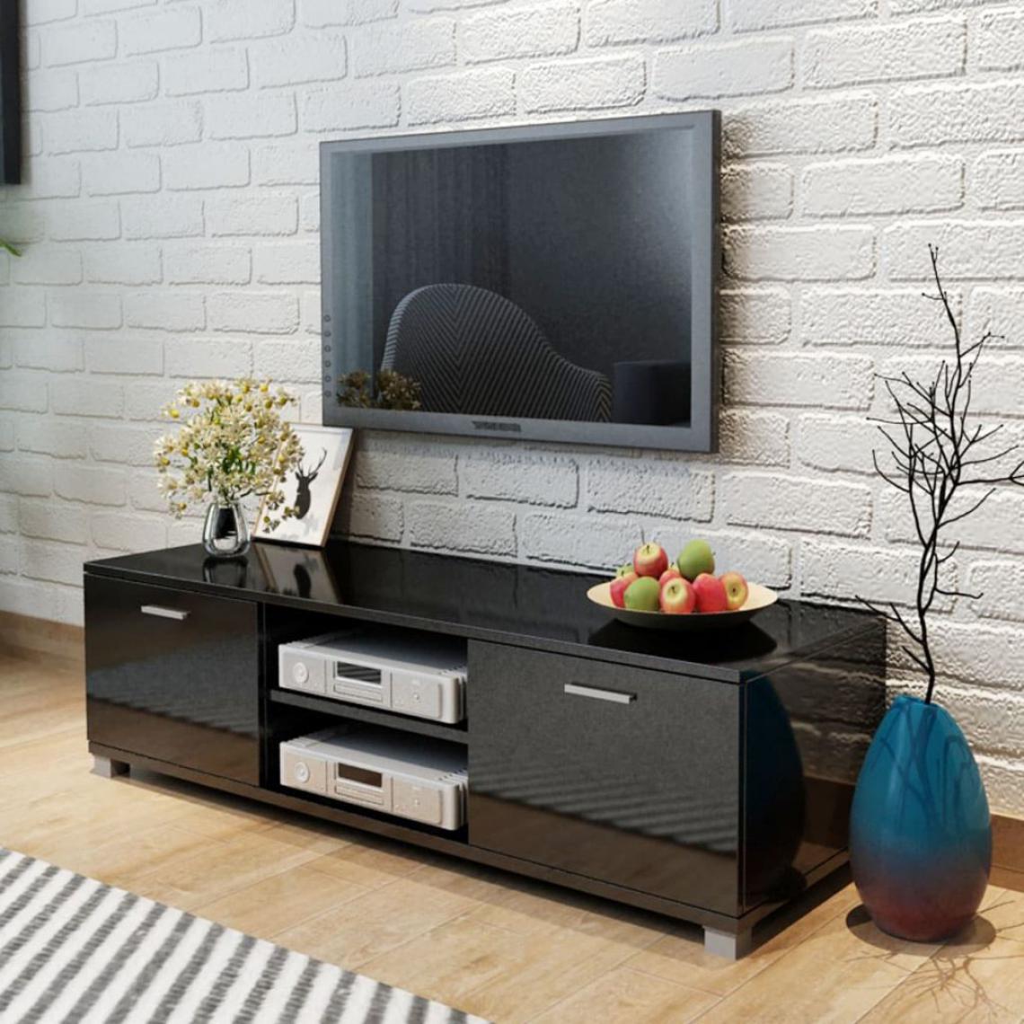 Chunhelife - Meuble TV à haute brillance Noir 140 x 40,3 x 34,7 cm - Meubles TV, Hi-Fi