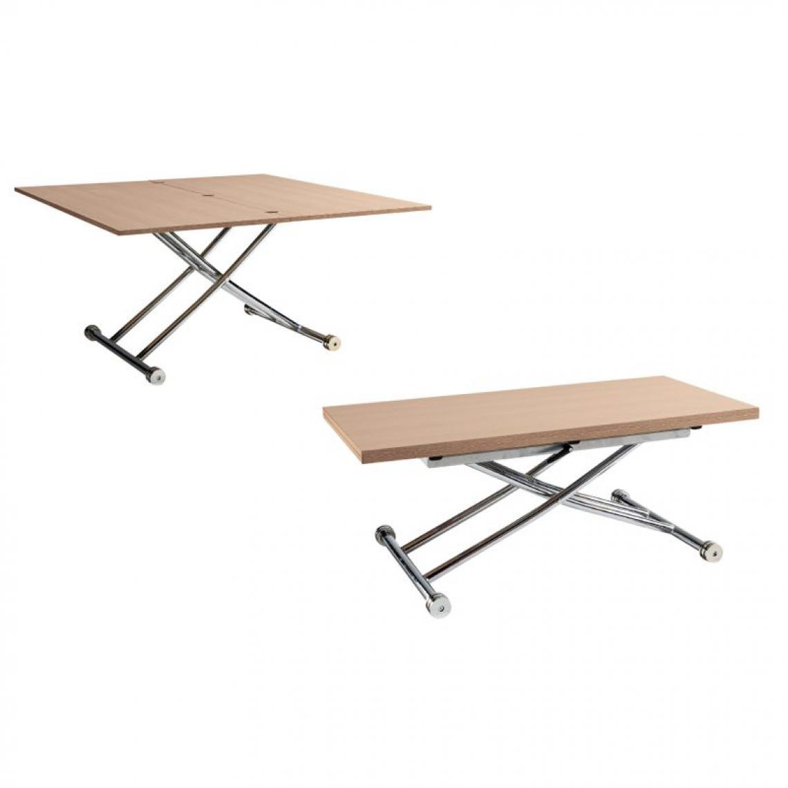 But - Table relevable 2 en 1 LILIAN Imitation chêne et chrome - Tables basses