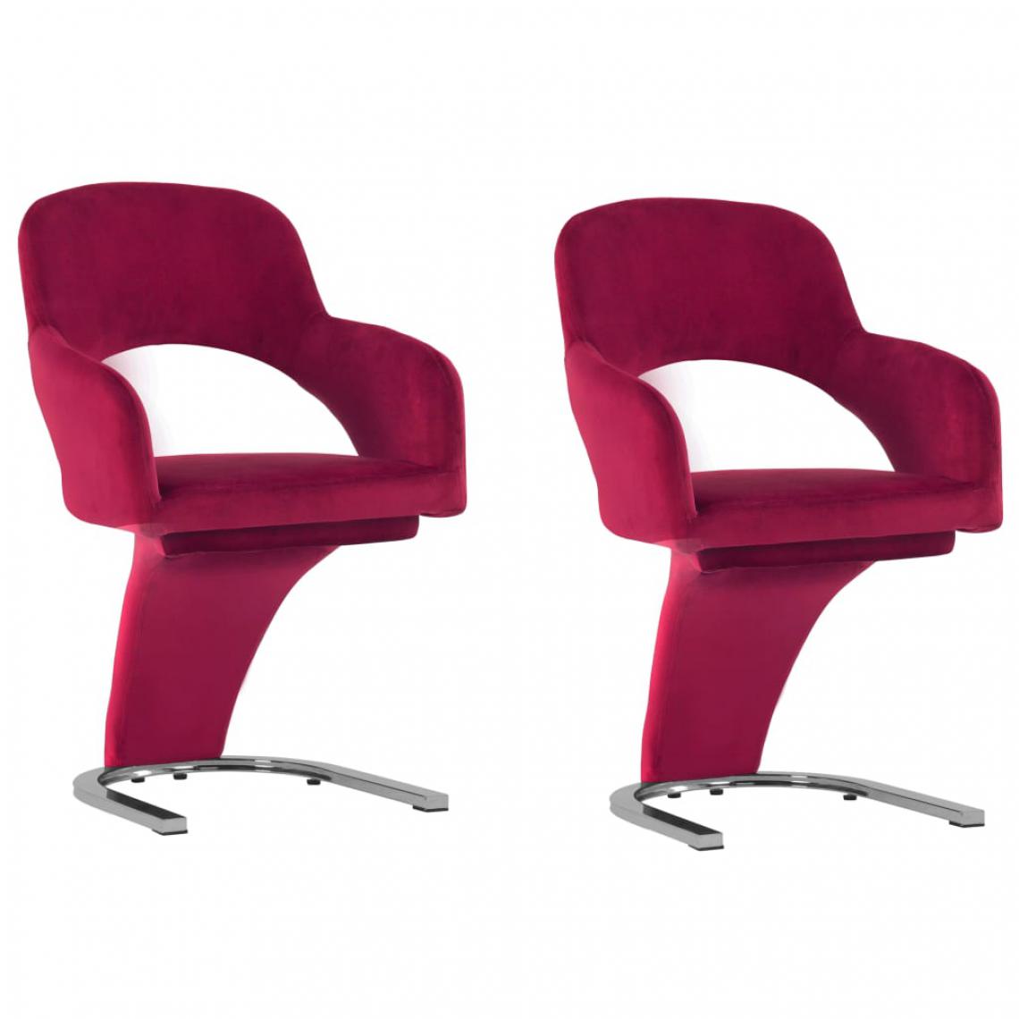 Icaverne - Joli Fauteuils et chaises selection Lima Chaises de salle à manger 2 pcs Rouge bordeaux Velours - Chaises