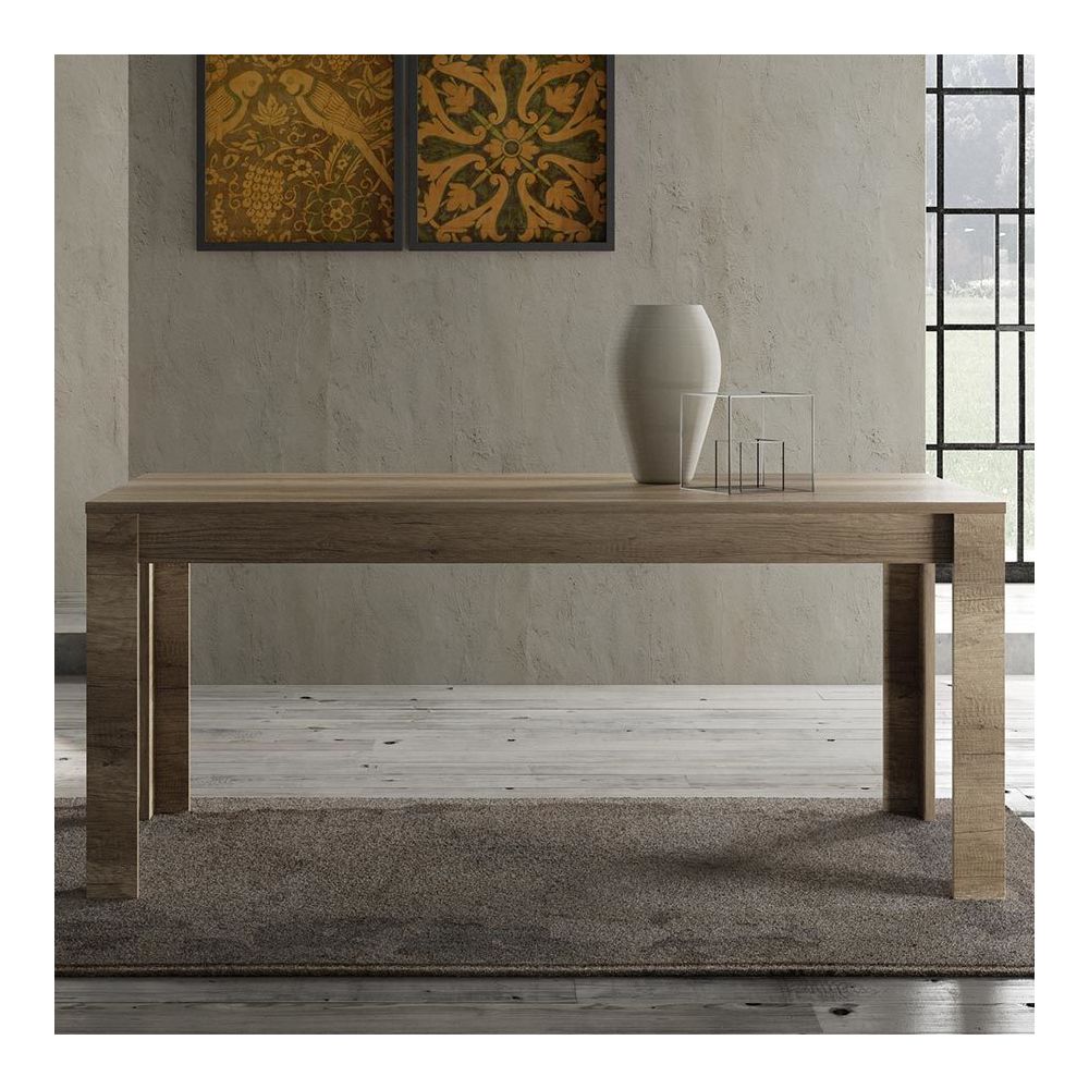 Kasalinea - Table à manger contemporaine couleur chêne ROMANE - L 180 cm - Avec rallonge - Tables à manger