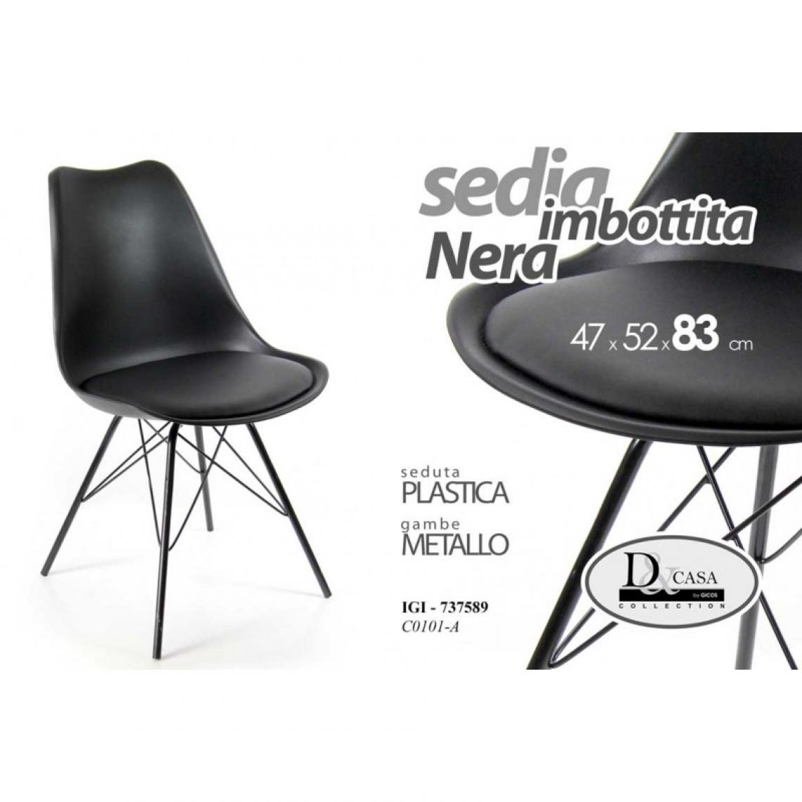 Webmarketpoint - Chaise de bureau à domicile en plastique et métal noir cm 47 x 52 x 83 h - Chaises