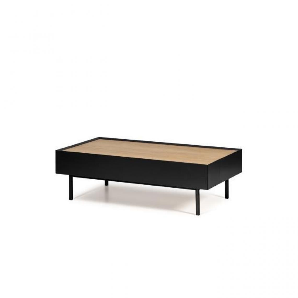 Cstore - ARISTA Table basse 2 tiroirs - Décor chene et noir - L 110 x P 60 x H 34 cm - Tables basses