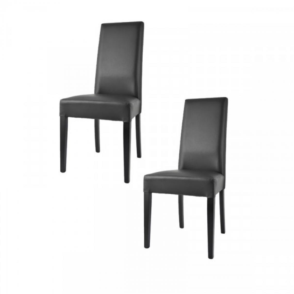 Dansmamaison - Duo de chaises en similicuir Noir - VENISE - L 54 x l 46 x H 99 cm - Chaises