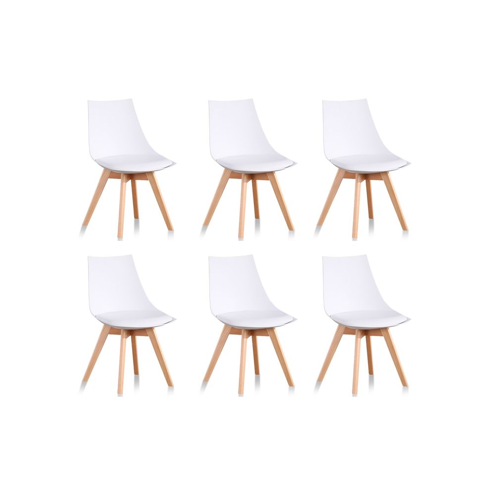Designetsamaison - Lot de 6 chaises scandinaves blanches - Prague - Chaises