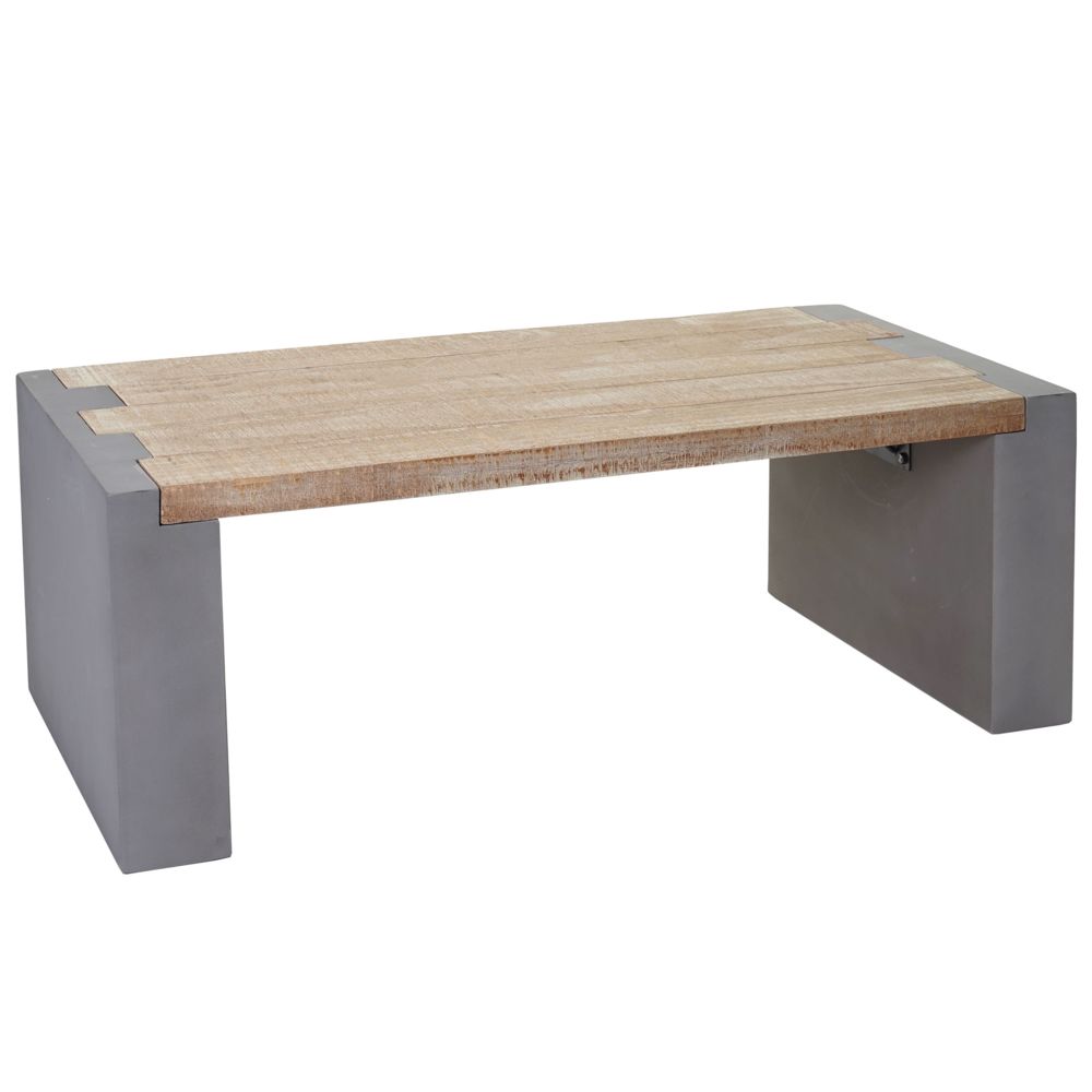 Mendler - Table Basse de Salon HWC-A15, Design Béton Sapin Massif Rustique 46x122x60cm - Meubles TV, Hi-Fi