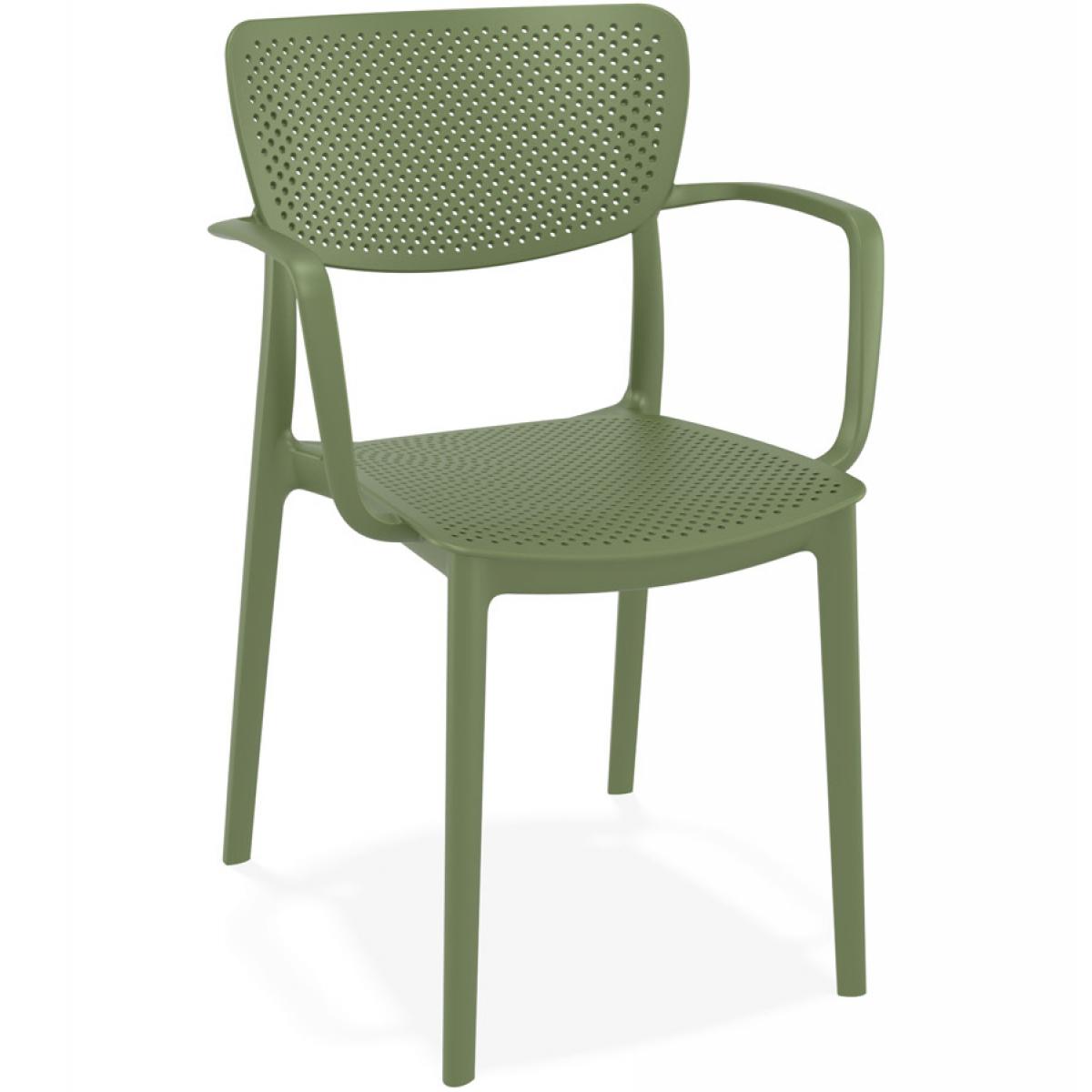 Alterego - Chaise perforée avec accoudoirs 'TORINA' en matière plastique verte - Chaises