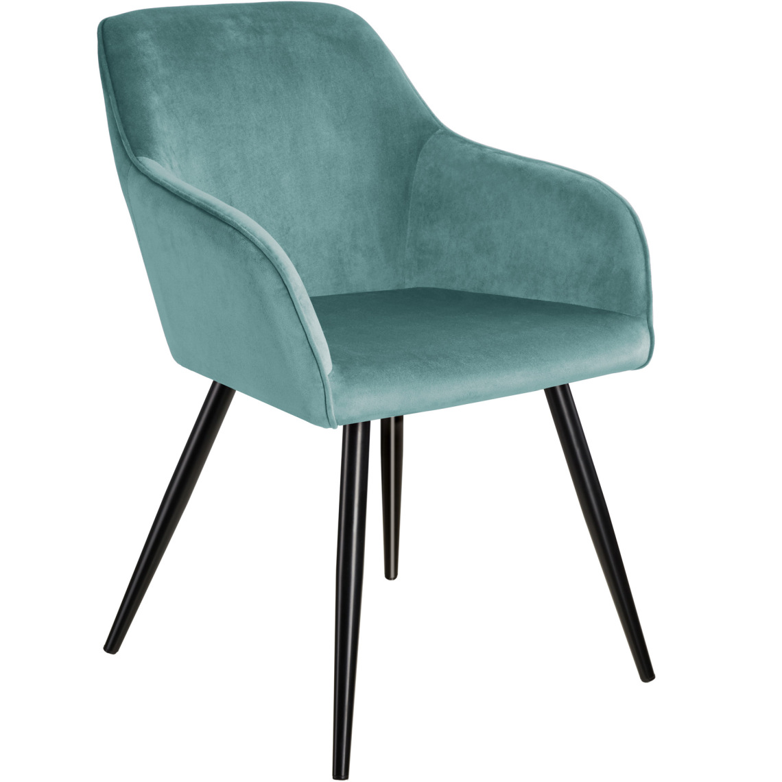 Tectake - Chaise MARILYN Effet Velours Style Scandinave - turquoise/noir - Chaises